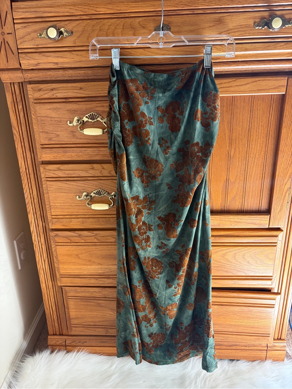 Cider Floral Ruched Maxi Skirt Size Large